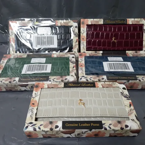 10 ASHWOOD GENUINE LEATHER CROC PURSES IN VARIOUS COLOURS