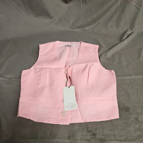 MNG LINEN WAISTCOAT IN PINK SIZE S