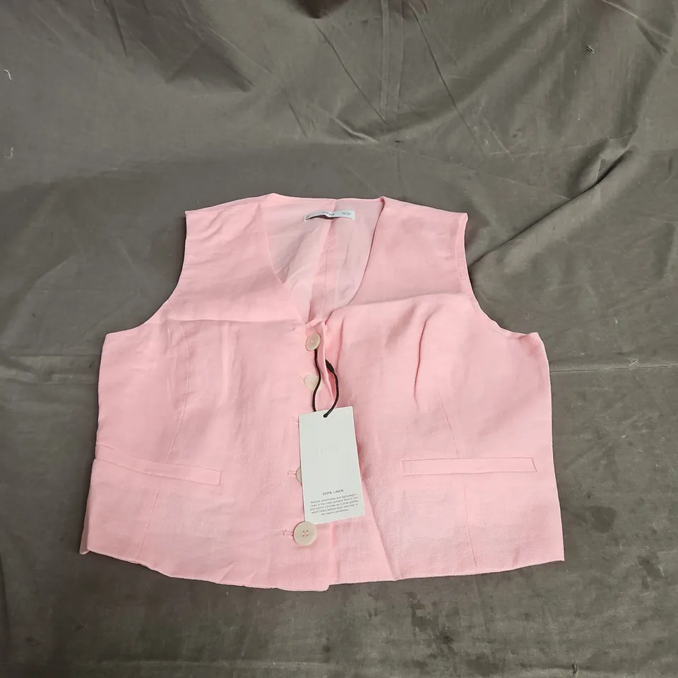 MNG LINEN WAISTCOAT IN PINK SIZE S