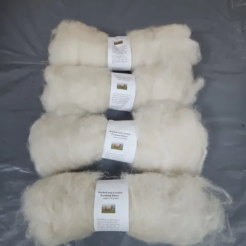PORTLAND FLEECE — WASHED & CARDED, APPROX 50G EACH (4 BUNDLES)