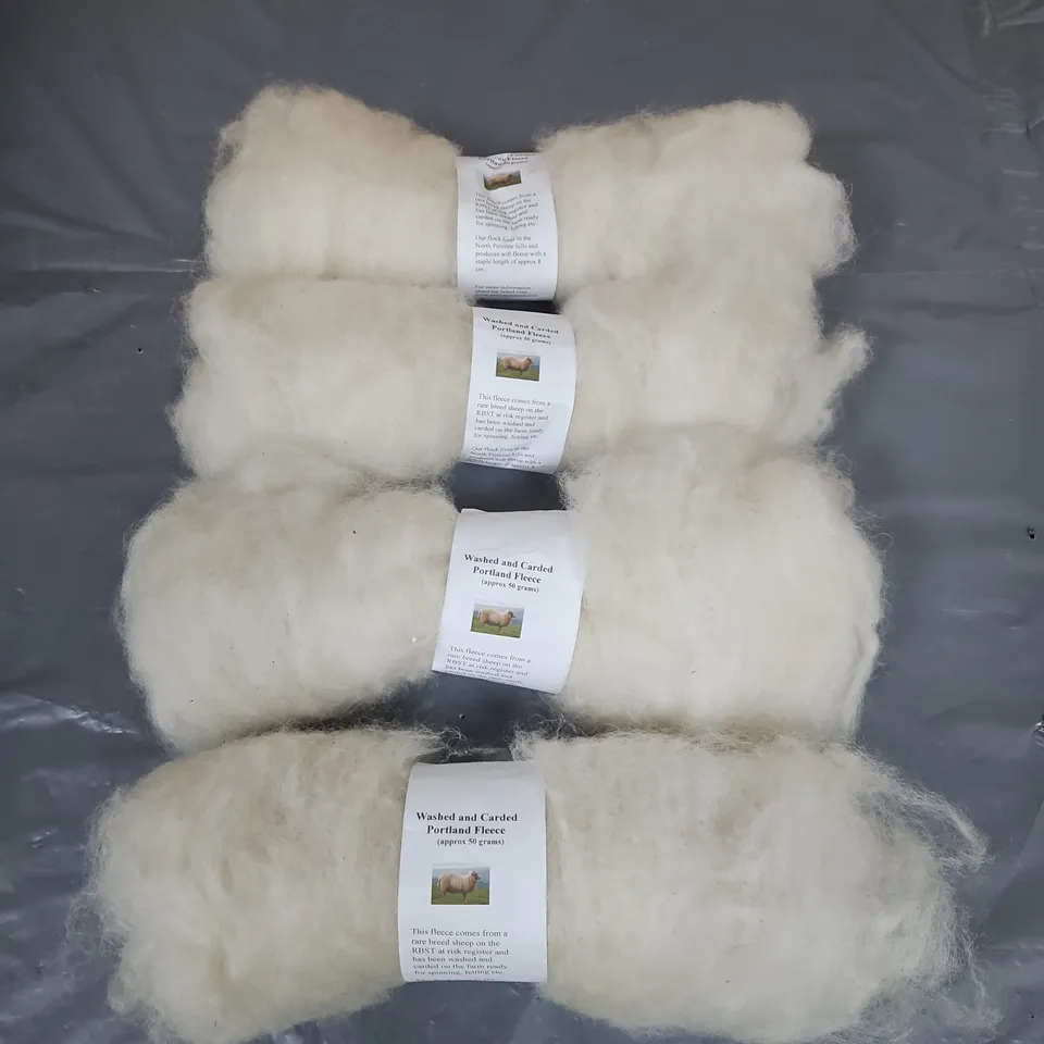 PORTLAND FLEECE — WASHED & CARDED, APPROX 50G EACH (4 BUNDLES)