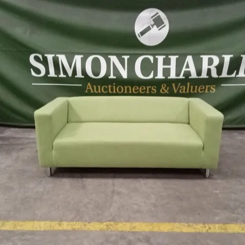 QUALITY DESIGNER SMALL 3 SEATER FABRIC SOFA - GREEN