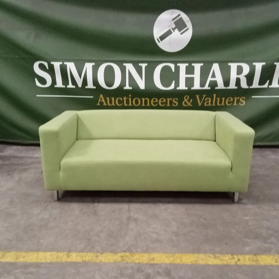 QUALITY DESIGNER SMALL 3 SEATER FABRIC SOFA - GREEN