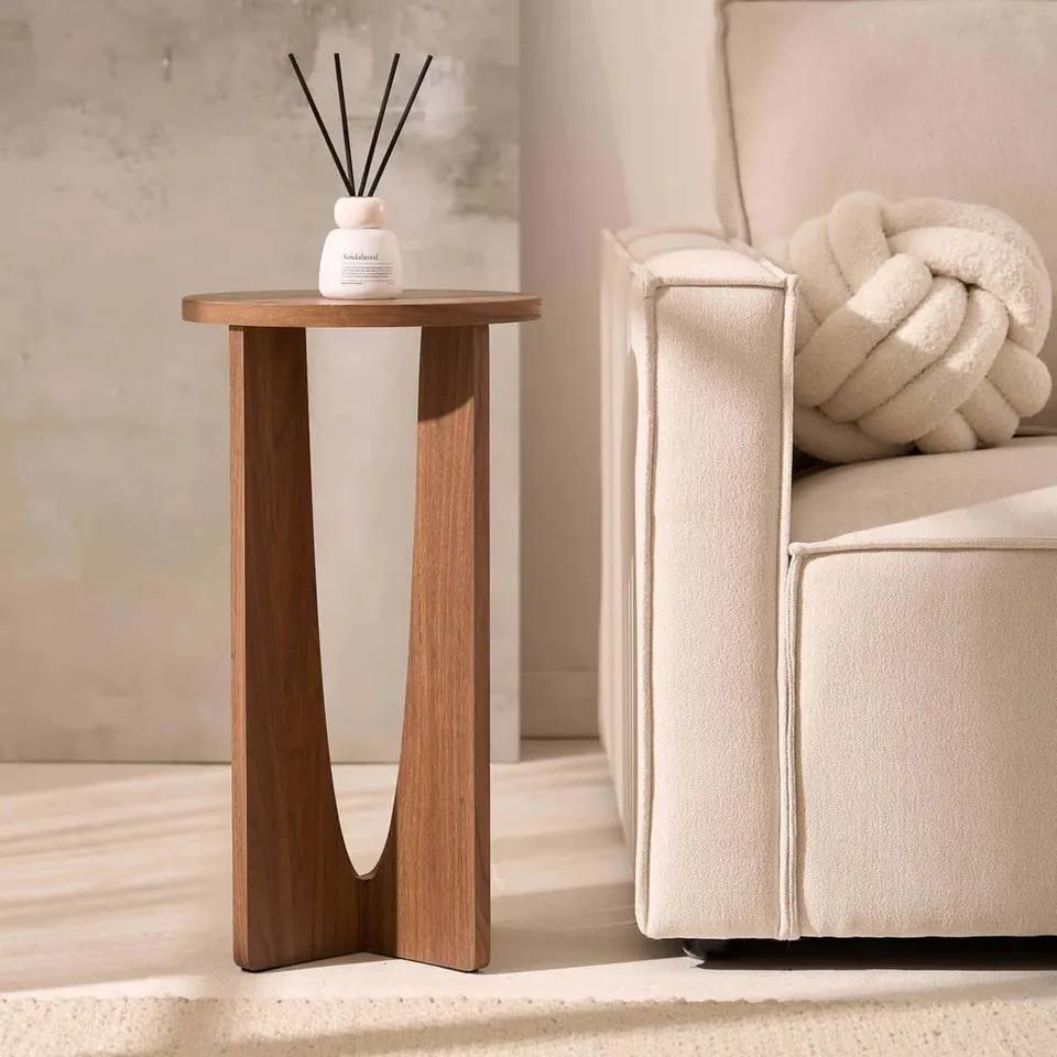 BOXED DUSK LANA ROUND SIDE TABLE - MEDIUM WOOD (1 BOX)