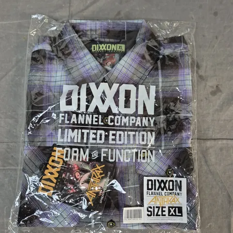 DIXXON LIMITED EDITION ANTHRAX FLANNEL SHIRT IN PURPLE/MULTI SIZE XL