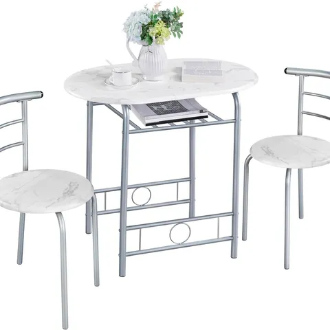 BOXED YAHEETECH 3 PIECE DINING ROOM SET - WHITE (1 BOX)