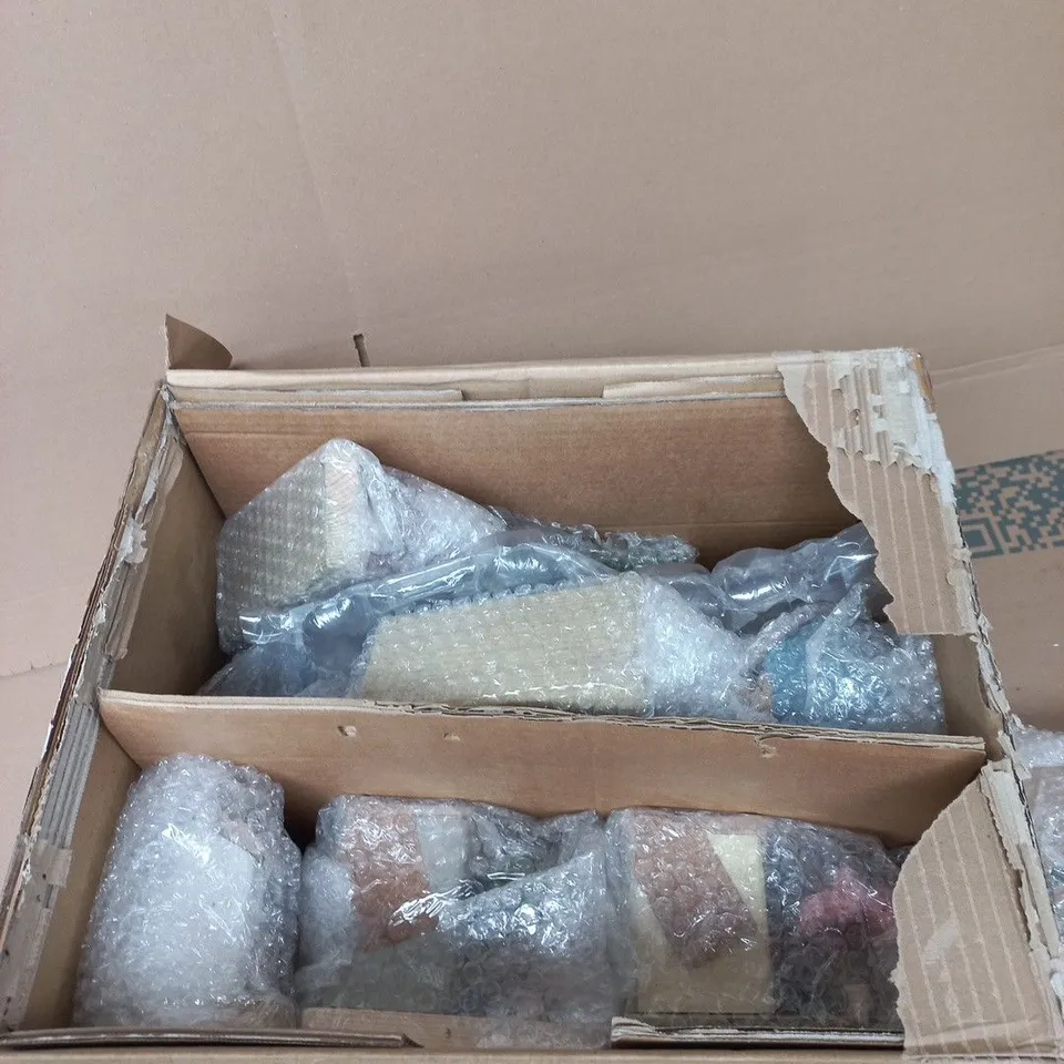 BOX OF APPROXIMATELY 29 MINIATURE HANDMADE DECORATIONS  