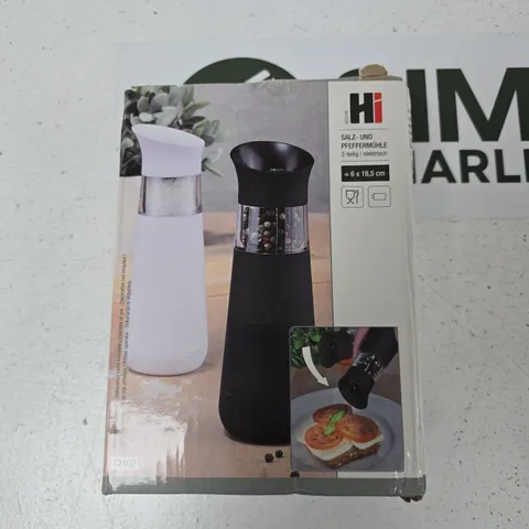 HI SALT & PEPPER MILLS, ELECTRIC, 2‑PIECE SET