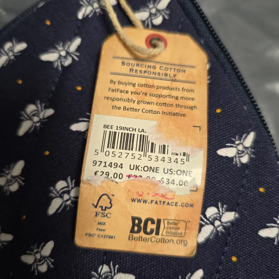 FATFACE NAVY BEE-PRINT ZIP POUCH / ACCESSORY CASE - ONE SIZE
