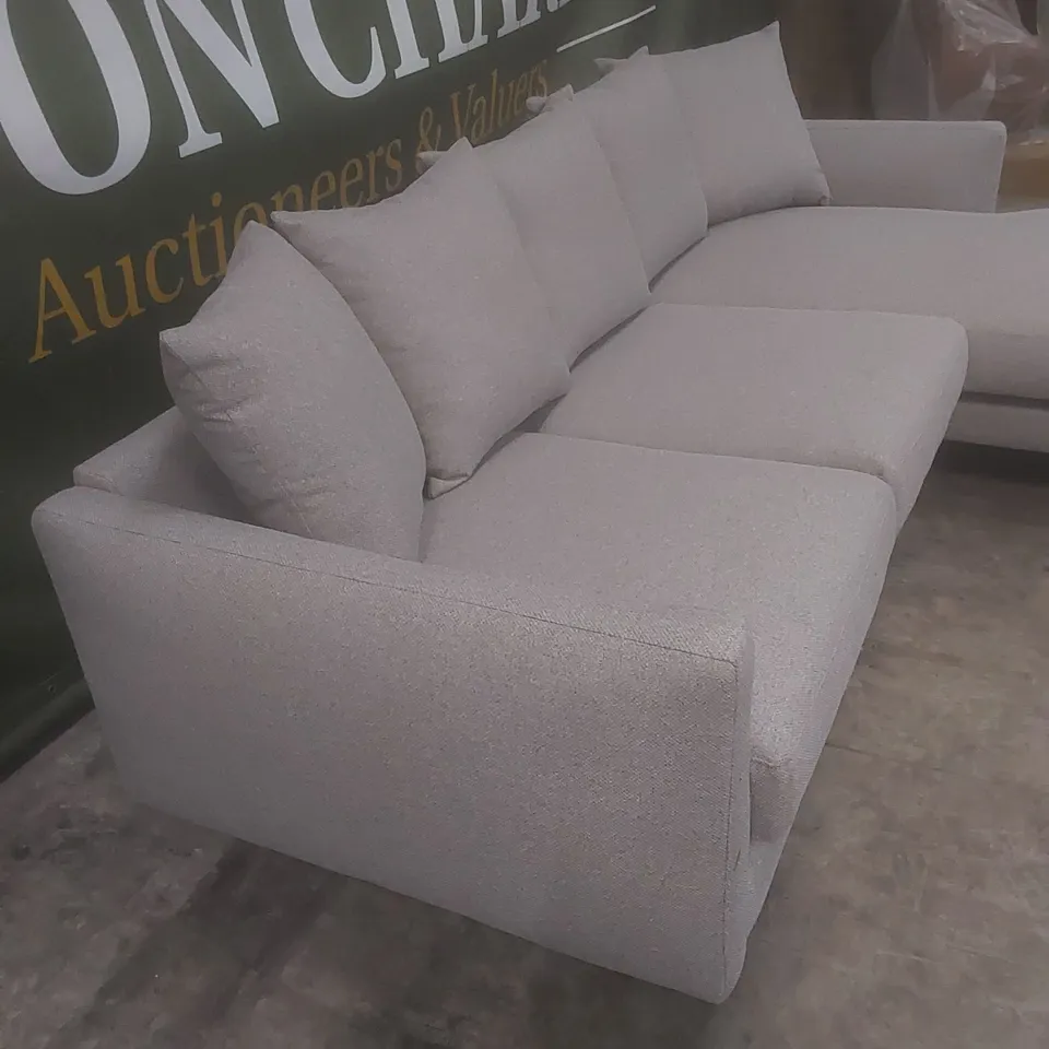 DESIGNER FABRIC UPHOLSTERED CHAISE SOFA - GREY