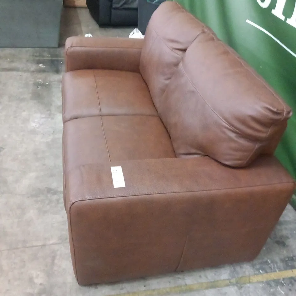 DESIGNER BROWN FAUX LEATHER TWO SEATER SOFA