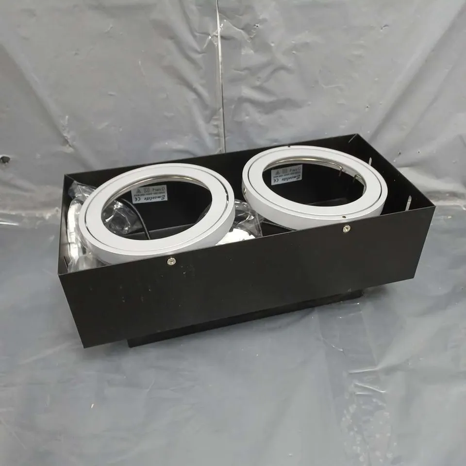12 X BRAND NEW BOXED EMCOLITE CFL AR111 TRIMLESS TWIN HEAD DOWNLIGHTS - COLLECTION ONLY 