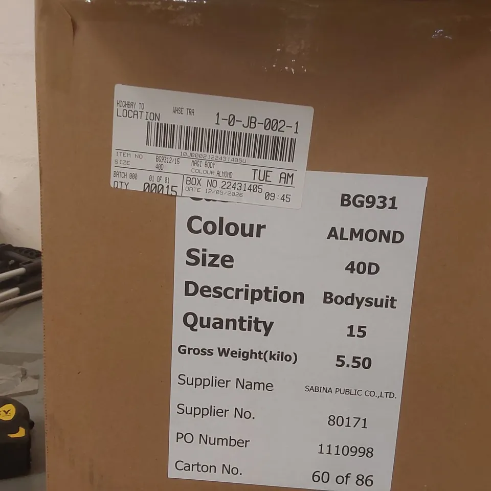 BOX CONTAINING APPROXIMATELY 15x BRAND NEW MAGISCULPT ALMOND BODYSUITS - SIZE 40D