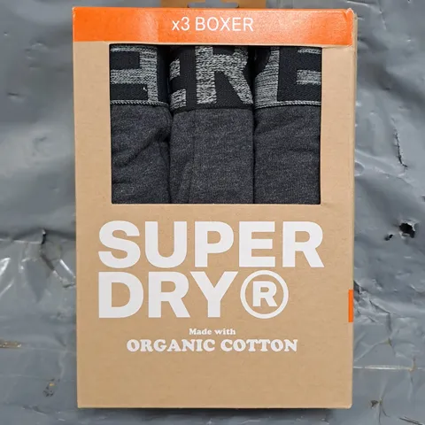 SUPER DRY PACK OF 3 BOXERS IN DARK GREY SIZE LARGE
