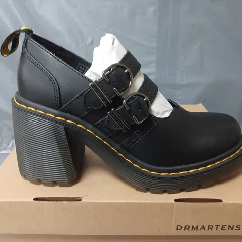 BOXED PAIR OF DR MARTENS EVIEE HEELED SHOES IN IN BLACK - UK 6.5