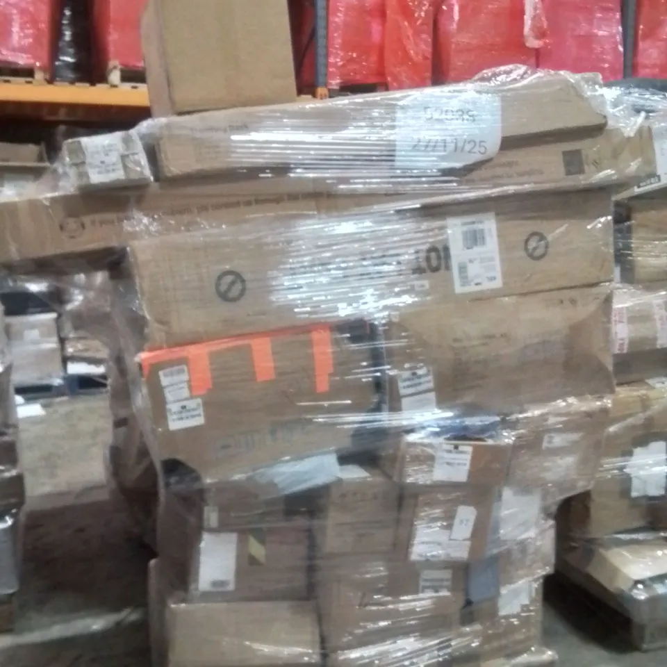 PALLET OF ASSORTED HOUSEHOLD GOODS AND PRODUCTS TO INCLUDE;SOFA,POTS SET,STANDING DESK