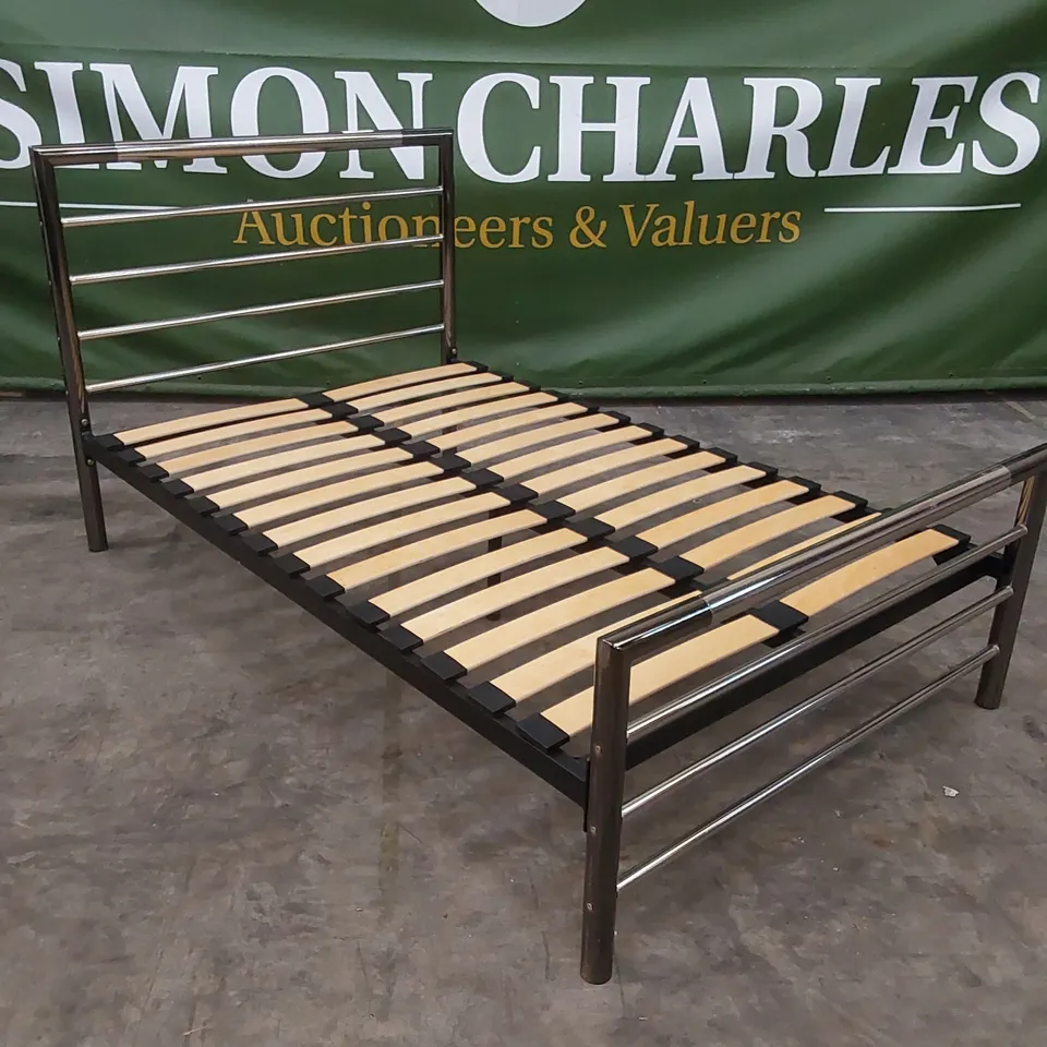 DESIGNER METAL FRAMED 125cm WIDE BED WITH SLATS 