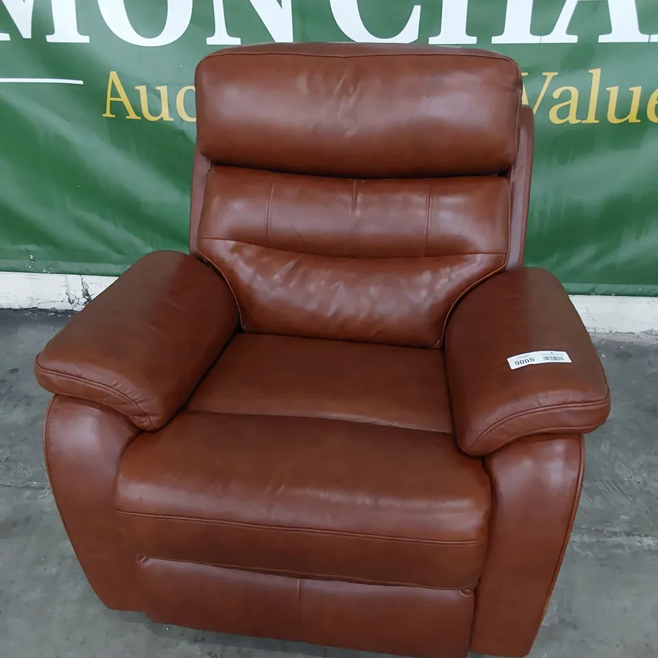 DESIGNER JAMES POWER RECLINING EAST CHAIR BUTTERSCOTCH LEATHER 
