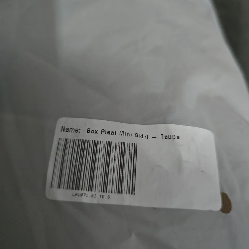 LOUNGE BOX PLEAT MINI SKIRT – TAUPE - SIZE UNSPECIFIED