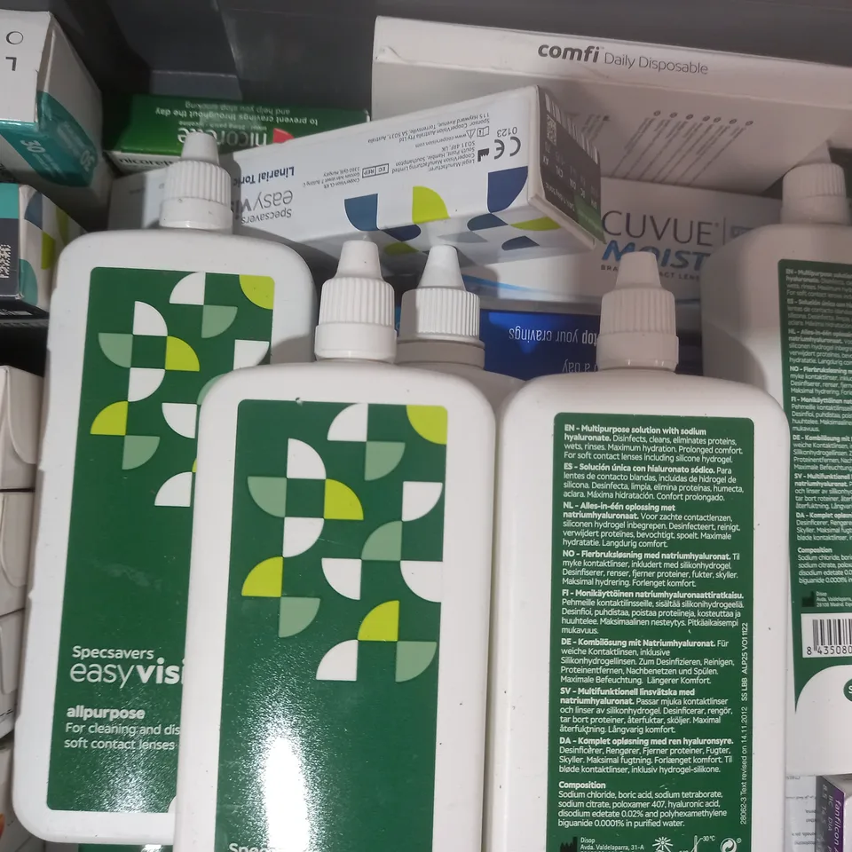 APPROXIMATELY 20 ASSORTED HOUSEHOLD ITEMS TO INCLUDE EYEXPERT CONTACT LENSES, ACUVUE MOIST CONTACT LENSES ETC