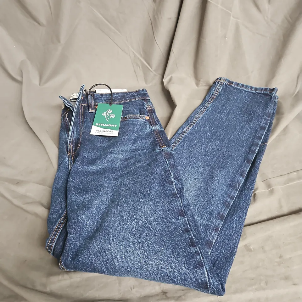 PULL&BEAR STRAIGHT JEANS IN DARK BLUE SIZE UK 30W