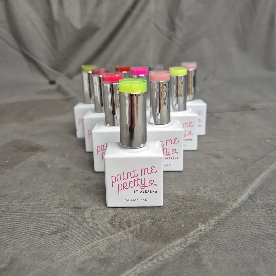 LOT OF 10 PAINT ME PRETTY BY ALEASHA GEL NAIL VARNISH - ASSORTED COLOURS - 20ML