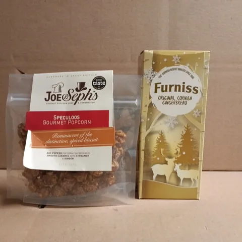 APPROXIMATELY 10 ASSORTED FOOD AND DRINK ITEMS TO INCLUDE GINGERBREAD, POPCORN, ETC