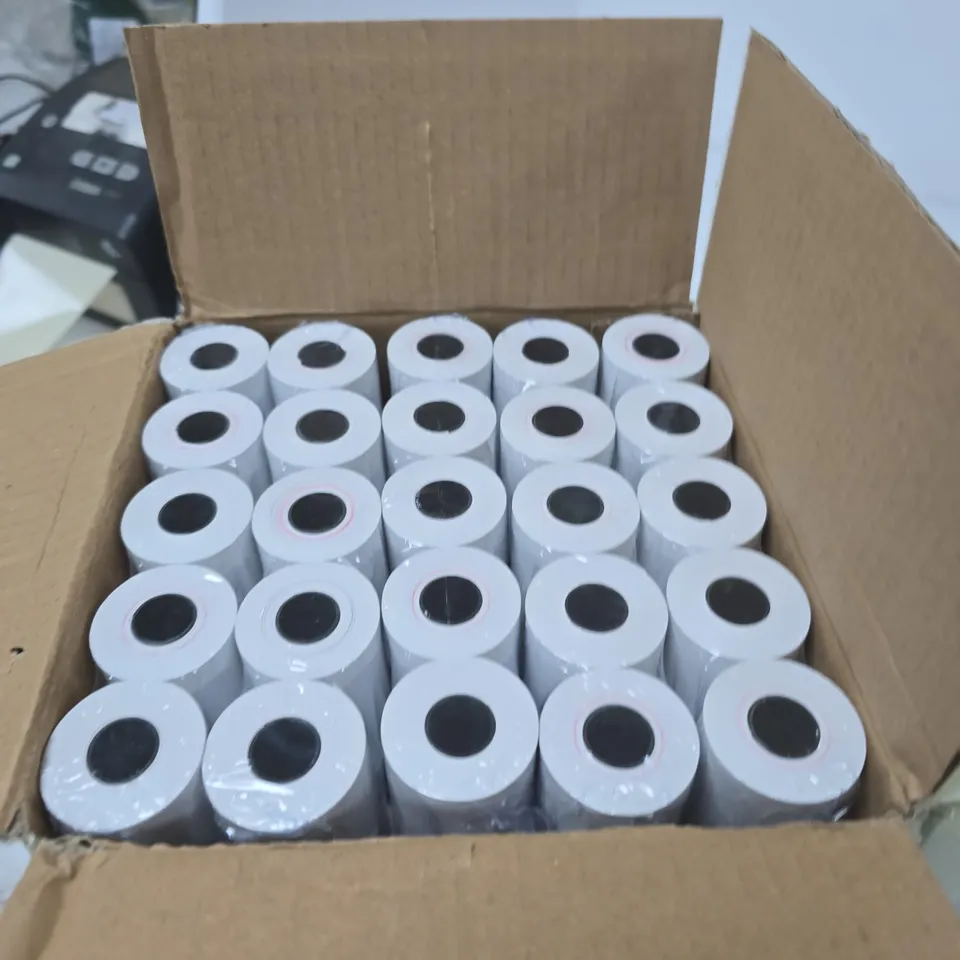 BOX OF APPROX 100 RECEIPT ROLLS 