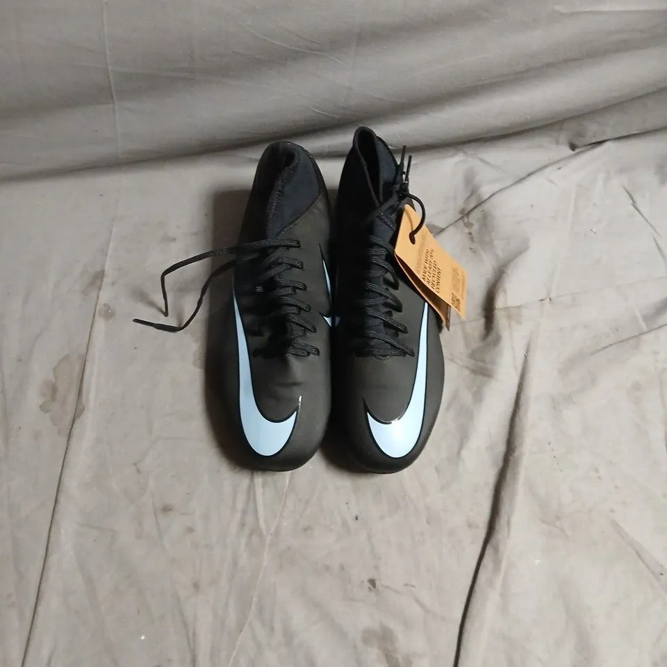 NIKE FOOTBALL BOOTS – BLACK WITH LIGHT BLUE SWOOSH