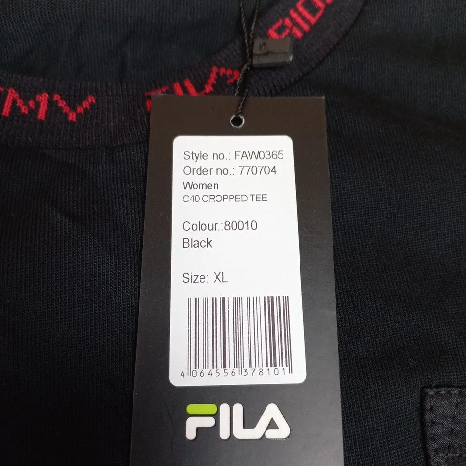 FILA WOMEN’S CROPPED TEE – BLACK, SIZE XL, STYLE FAW0365