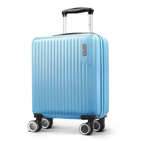 BOXED VACAY 15” SUITCASE ABS LUGGAGE, ALUMINIUM TROLLEY HANDLE, 360° SPINNER WHEELS - AIRLINE COMPATIBLE (45 X 33X 20CM) - SKYBLUE