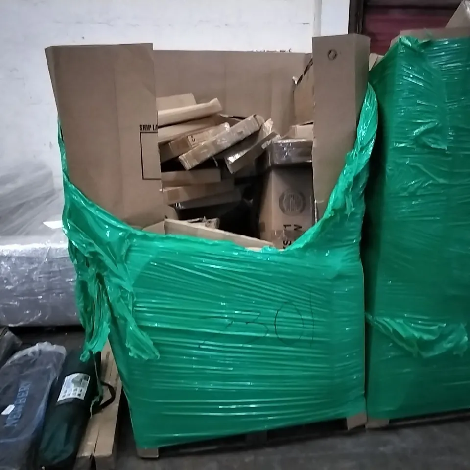 PALLET OF ASSORTED ITEMS TO INCLUDE: BATHROOM RUG, TOILET SEAT,AUTOMATIC FAST OPEN SEAT, DEIK PAN ETC