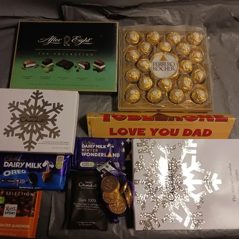 LOT OF 10 ASSORTED CHOCOLATE ITEMS TO INCLUDE FERRERO ROCHER AND AFTER EIGHTS