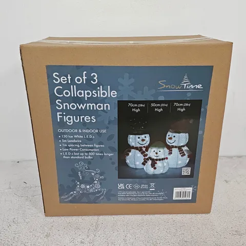 LOT OF 2 SNOWTIME SET OF 3 COLLAPSIBLE SNOWMAN FIGURES