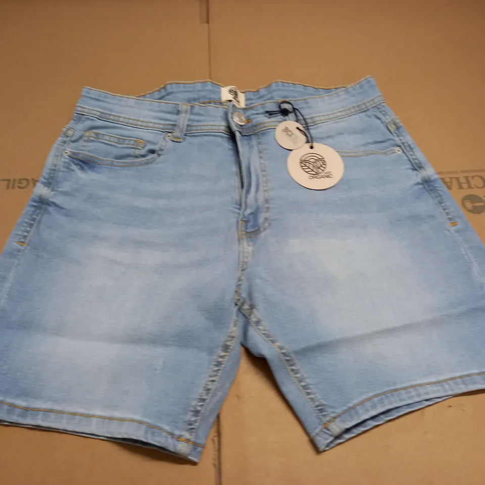 JUST ORGANIC LIGHT BLUE SKINNY SHORTS - 34 R
