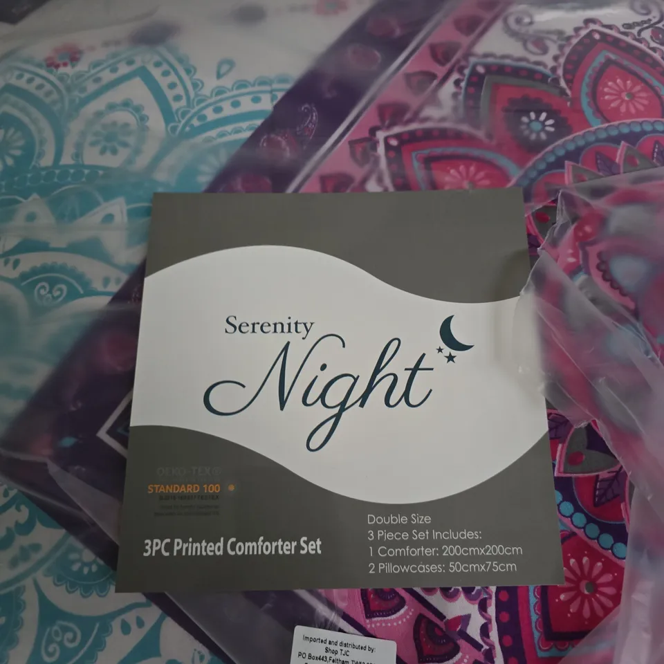 SERENITY NIGHT 3PC PRINTED COMFORTER SET - DOUBLE SIZE
