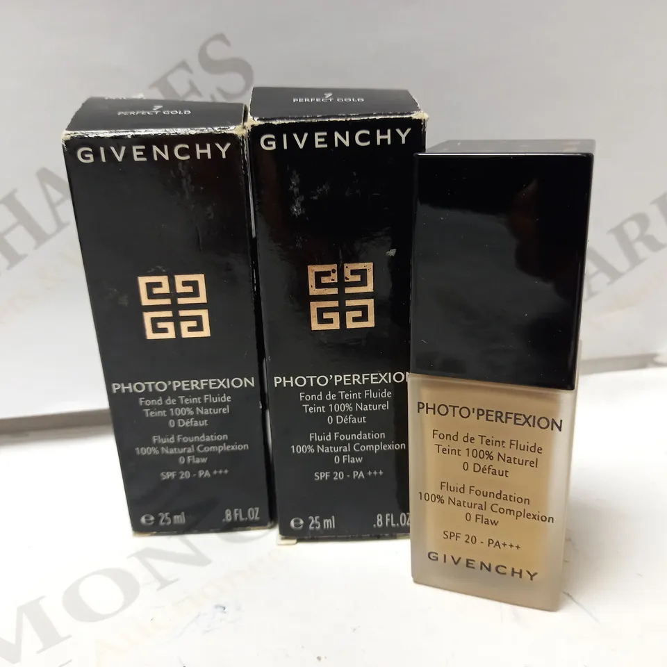 LOT OF 2 X 25ML GIVENCHY PHOTO PERFEXION FLUID FOUNDATION - 7 PERFECT GOLD