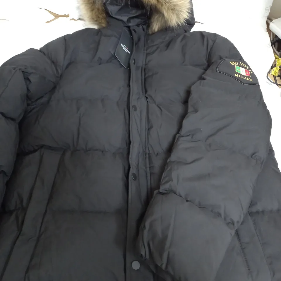 BELVOTTI MILANO PADDED BLACK PUFFER COAT - LARGE