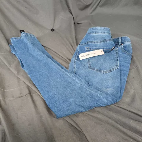 ROMAN PETITE WOMEN'S JEANS – LIGHT WASH DENIM, SIZE 14
