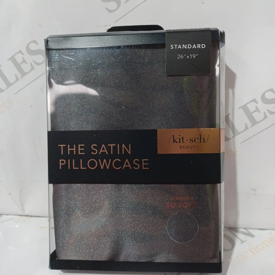 KITSCH SATIN PILLOWCASE IN CHARCOAL GREY