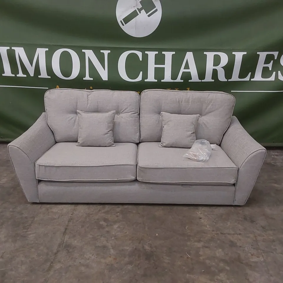 QUALITY DESIGNER HALSTOW 3 SEATER FABRIC UPHOLSTERED SOFA - GREY