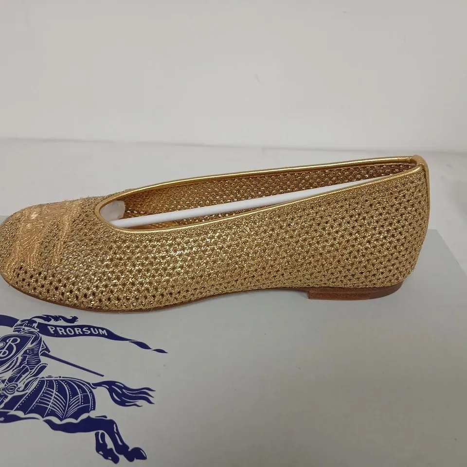 BURBERRY GOLD MESH BALLET FLATS (LUREX) – UK 2 (EU 35), LEATHER SOLE