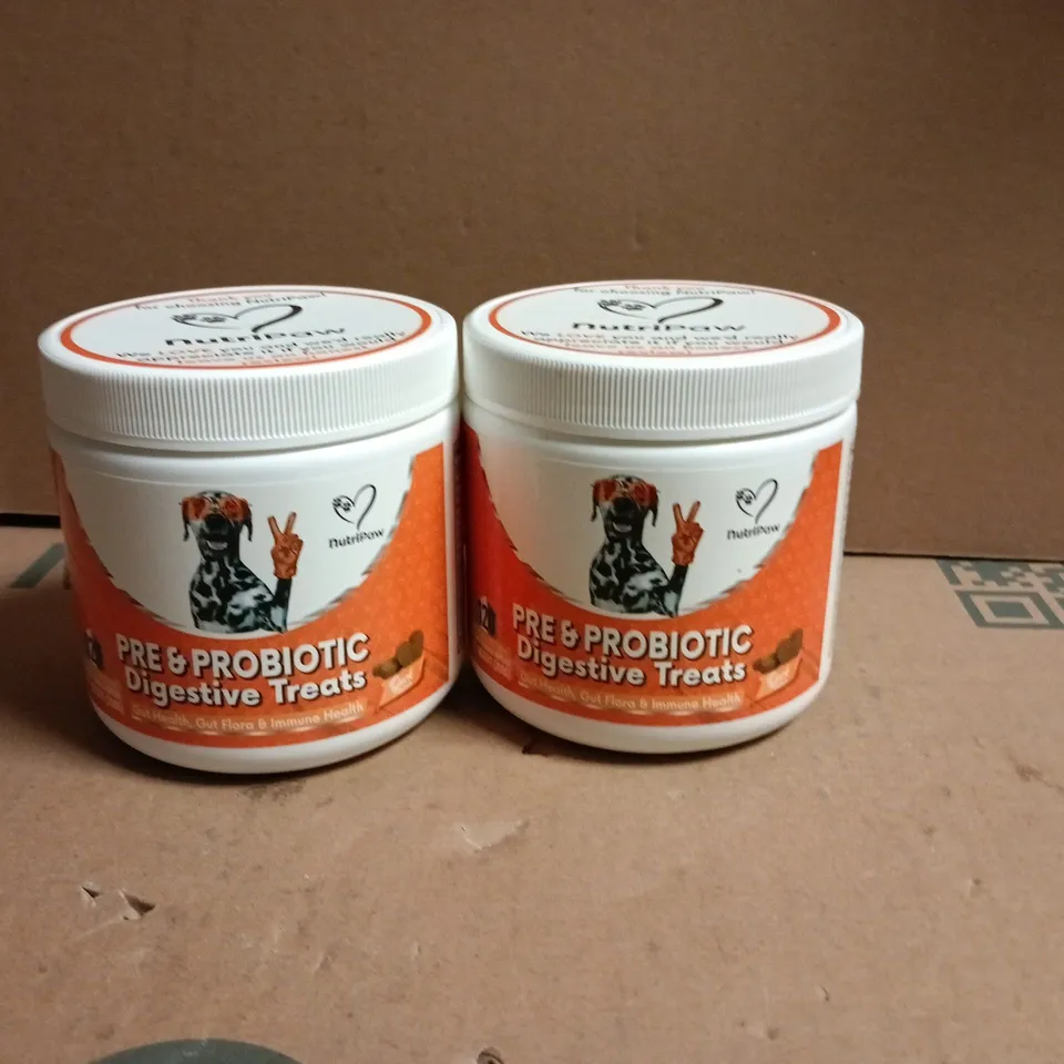 LOT OF 2 NUTRIPAW PRE & PROBIOTIC DIGESTIVE TREATS - 300G TUBS
