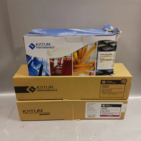 APPROXIAMTELY 12 BOXED KATUN PRINTER TONER CARTRIDGES IN VARIOUS MODELS & COLOURS