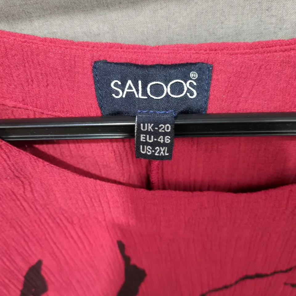 SALOOS PINK KNIT DRESS WITH BLACK ABSTRACT PRINT – UK 20 (EU 46, US 2XL)