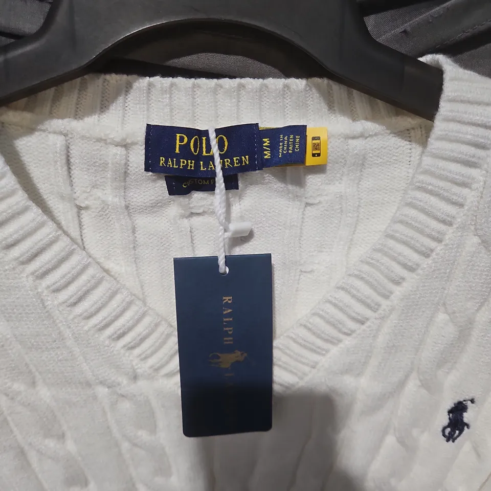 Polo Ralph Lauren White Cable Knit Sweater – Men's, Size M