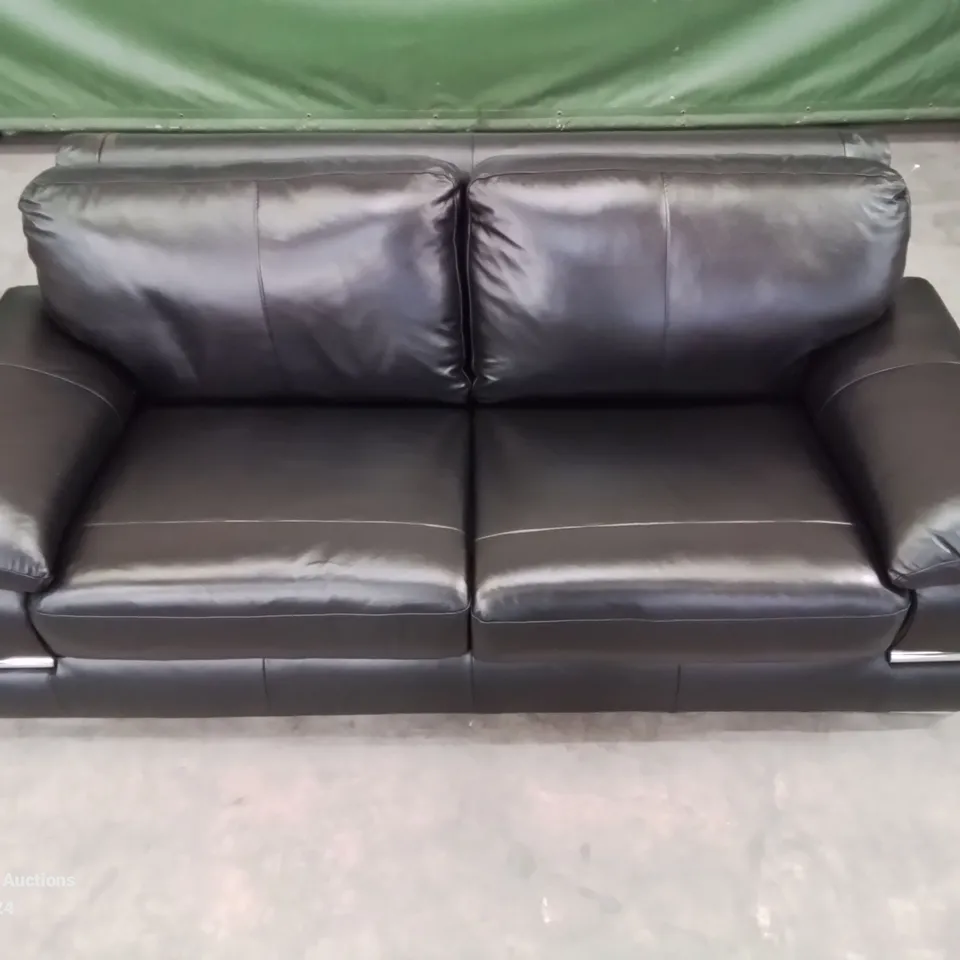 QUALITY DESIGNER PRIMO LEATHER BLACK 2 SEATER SOFABED 