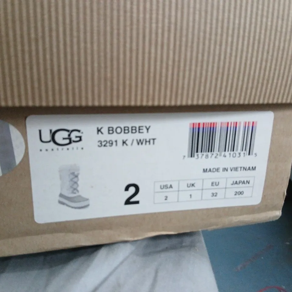 UGG KIDS' SNOW BOOTS IN WHITE/TAUPE, FUR-LINED, UK 1