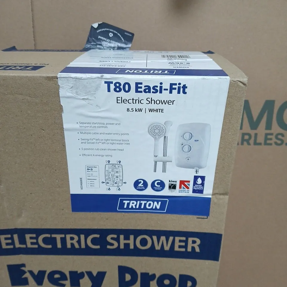 TRITON T80 EASI-FIT ELECTRIC SHOWER – WHITE, 8.5 KW