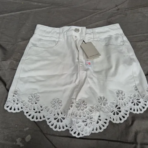 NOBODY'S CHILD WHITE SWEETPEA DENIM SHORTS – UK 10